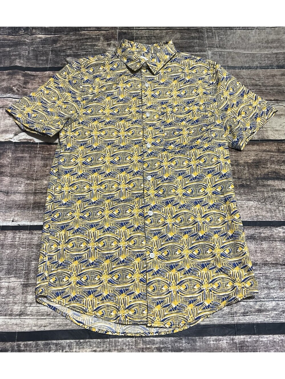 BP Nordstrom Shirt Mens XS Abstract Button Up Short Sleeve Cotton Stretch
